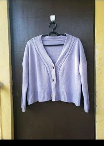 Lavender Knit Crop Cardigan