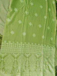 Lime Green Embroidered Kurta Set with dupatta
