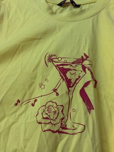 Yellow Graphic Cropped tee worn once