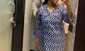 Stylish Blue & White Printed Kurta