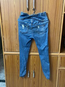 High Waisted Ripped Blue Jeans