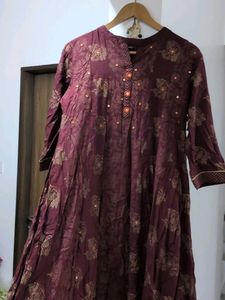 Beautiful Burgundy Printed Anarkali