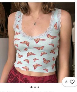 Cute Butterfly Print Cropped Tank Top