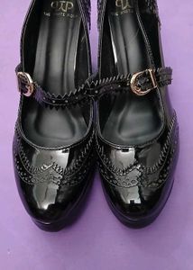 Black Patent Wingtip Mary Janes