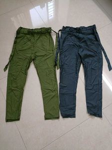 Stylish Women's Dark Green Paperbag Waist Pants