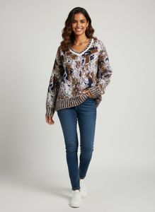 SHEIN Patterned V-Neck Sweater