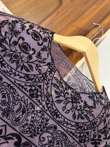 Sheer Black &amp; Purple Floral Print Top