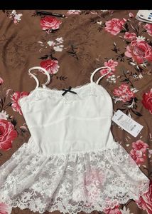 White Lace Trim Cami Slip