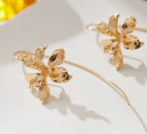 Gold Flower Drop Earrings