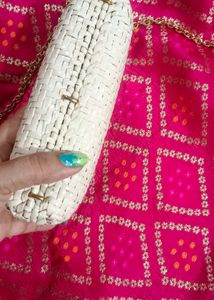 Woven Clutch with Chain