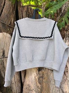 Gray Sweatshirt with Black Trim