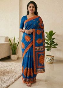 Vibrant Saree with Tree Motifs