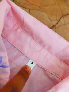 Pink Embroidered Cropped Blouse