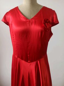 Elegant Red Satin Maxi Dress