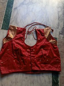 Elegant Red Saree with Golden Border