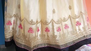 Cream &amp; Gold Embroidered Skirt with duppata