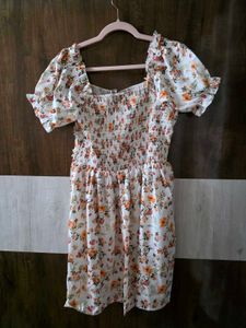 Floral Print Square Neck Dress