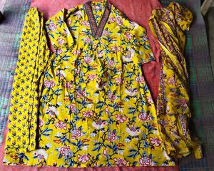 Vibrant Floral Yellow Kurta Set
