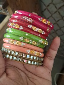 Vibrant Bangle Set with Embellishments