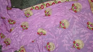 Beautiful Lavender Embroidered Saree