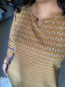 Stylish Mustard Printed Kurta
