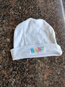 Adorable White 'BABY' Embroidered Cap for Infants