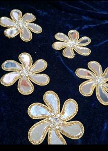 Set of 5 Mirror Work Flower Appliques