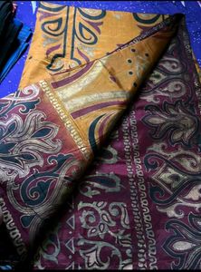 Mustard Meroon pure silk saree