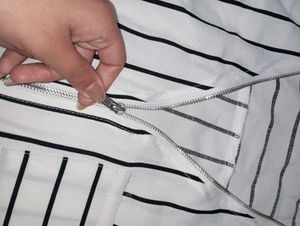 Chic Striped Zip-Front Blouse