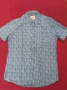 Men's Blue & White Checkered Shirt