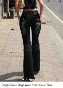 High Waist Embroidered Flare Jeans