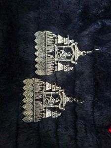 Oxidized Silver Tribal Earrings