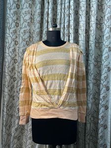 Striped Wrap Front Top