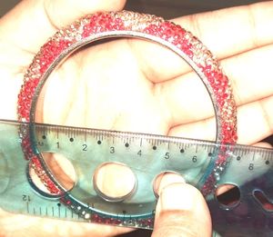 Red &amp; Golden Stone Work Crystal Bangles (Set of 6)
