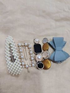 Pearl &amp; Gemstone Hair Clips Set