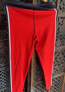 Women's Red Athleisure Leggings