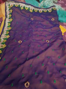 Embroidered Purple Saree