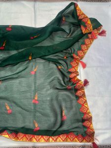 Elegant Dark Green Saree