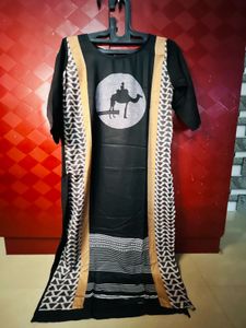 Stylish Black Kurta with Camel Print