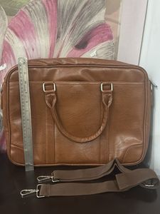 Stylish Brown Faux Leather Briefcase