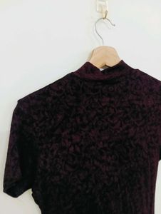 Burgundy Mock Neck T-Shirt