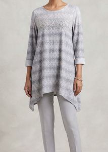 Grey Printed Tunic with Sequins