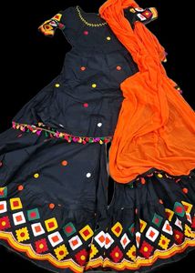 Black Embroidered Sharara Suit