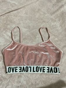 Velvet Pink Sports Bra with LOVE Band