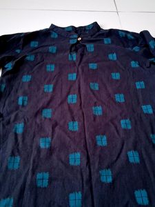 Black And Teal Blue Printed Kurta From Janasya
