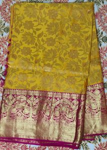 Vibrant Yellow Floral Saree