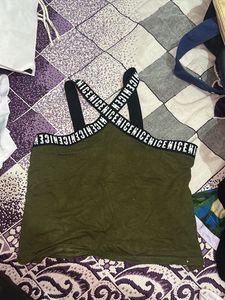 Green Halter Neck Crop Top