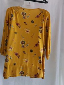 Chic Yellow Floral Print Top(maternity)