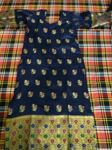 beautiful navy blue salvar suit with jari work dup