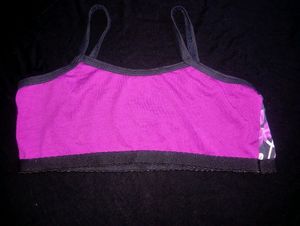 Beautiful Flowers Printed Purple Bra For Women